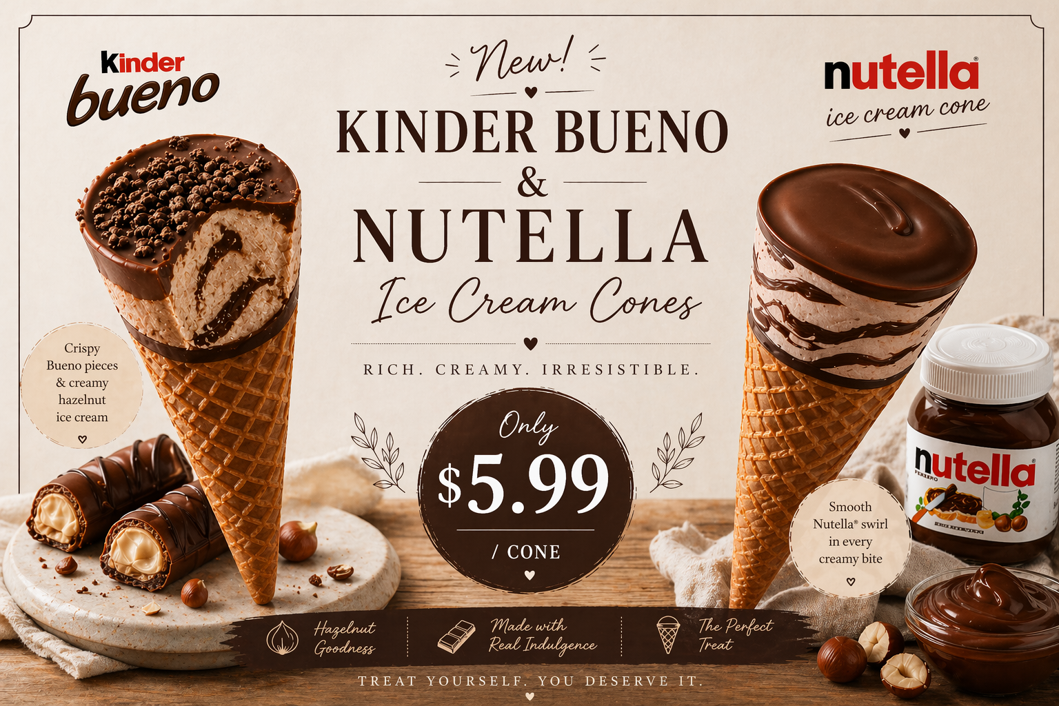 Kinder Bueno Nutella Cone